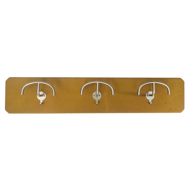 Wall Coat Rack in Mustard-Colored Wool and Nickel Plated Metal by Sergio Mazza for Artemide, 1960s For Sale - Image 11 of 11