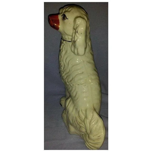 Large antique 19th century English Victorian Staffordshire pearlware King Charles spaniel figure. Measures 12 3/4" tall....