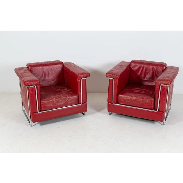 Set of Mid-Century Leather Armchairs For Sale - Image 4 of 18