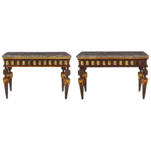 Empire Style Parcel-Gilt Metal Console Tables - a Pair