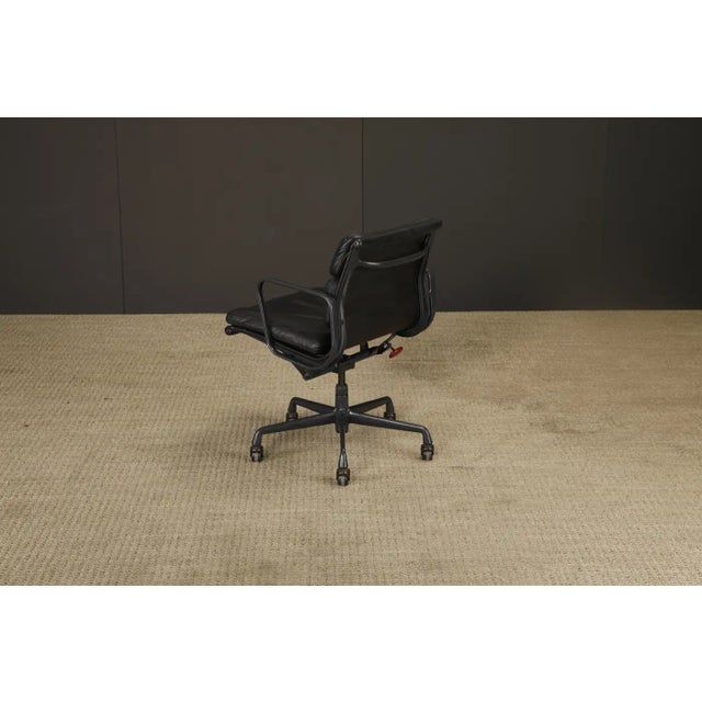 Black Black on Black Soft Pad Desk Chair by Charles Eames for Herman Miller, Signed For Sale - Image 8 of 18