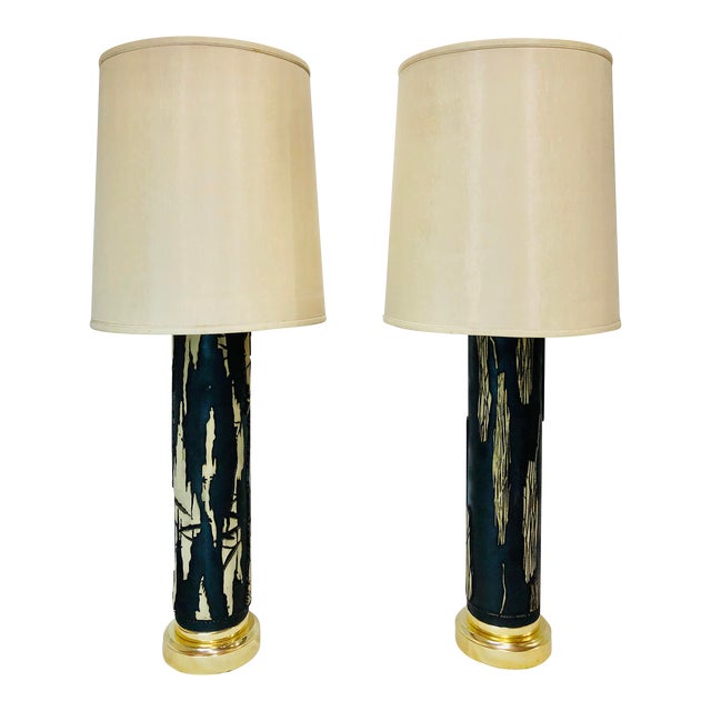 Early 20th Century Wallpaper Roller Table Lamps a Pair Chairish