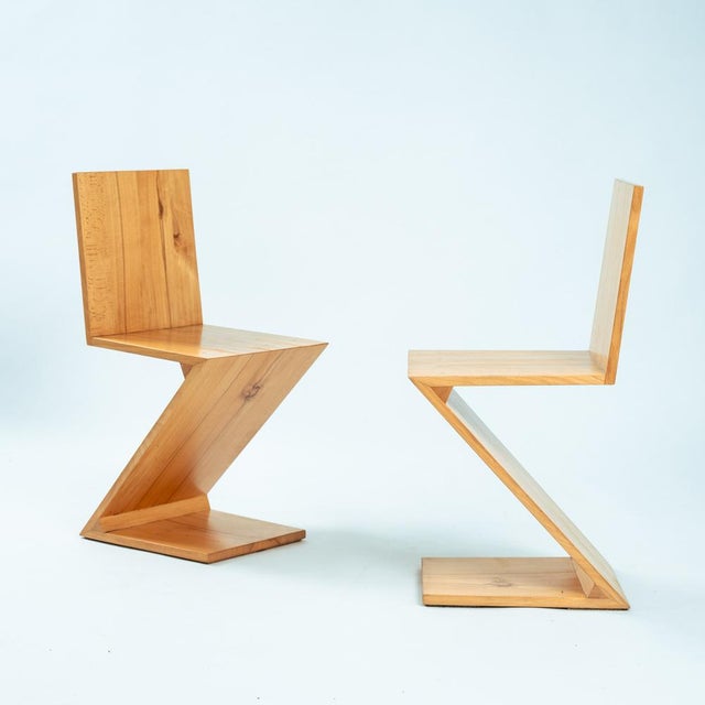Modernist De Stijl Zig Zag Ashwood Chairs by Gerrit Rietveld, 1930s, Set of 4 For Sale - Image 6 of 18