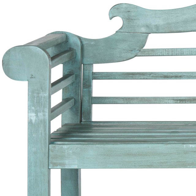 Morrison Outdoor Bench in Beach House Blue Chairish