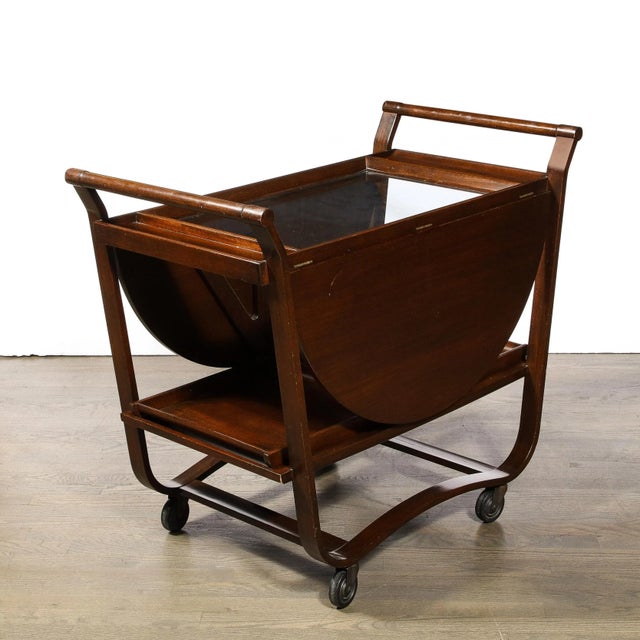 Wood Mid-Century Hand-Rubbed Walnut Drop Leaf Bar Cart by Edward Wormley for Dunbar For Sale - Image 7 of 12