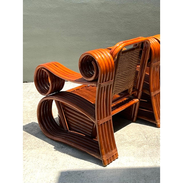 Vintage Italian Sculptural Rattan and Cane Lounge Chairs - A Pair For Sale - Image 13 of 18