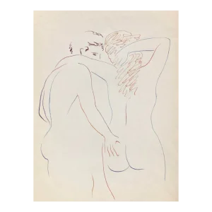 1965 James Bone Nude Couple Drawing