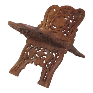 1980s Hand Carved Book Stand For Sale