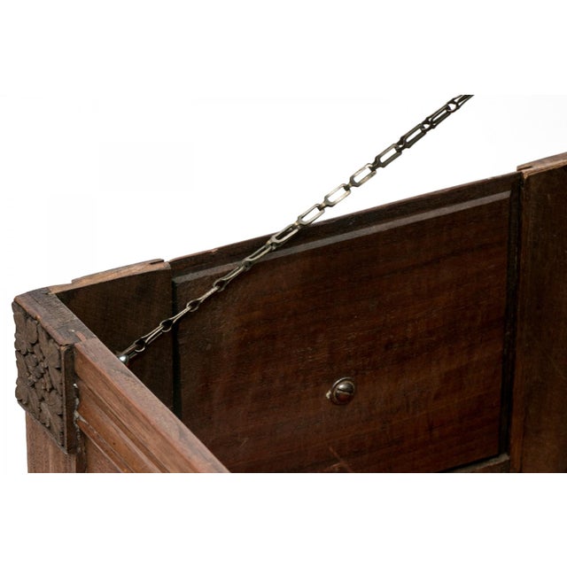 Traditional Vintage Carved Wooden Box or Table Chest For Sale - Image 3 of 13