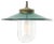 Vintage Petrol Enamel, Brass and Clear Glass Pendant Light For Sale
