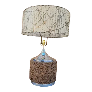 Mid Century Modern Cork and Chrome Table Lamp