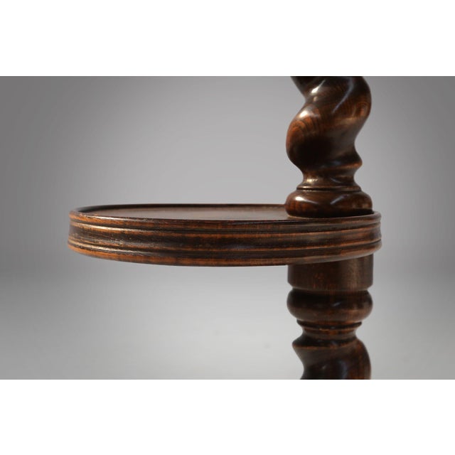 Art Deco Oak Ashtray on Hand-Turned Base, France, 1930s For Sale - Image 6 of 11