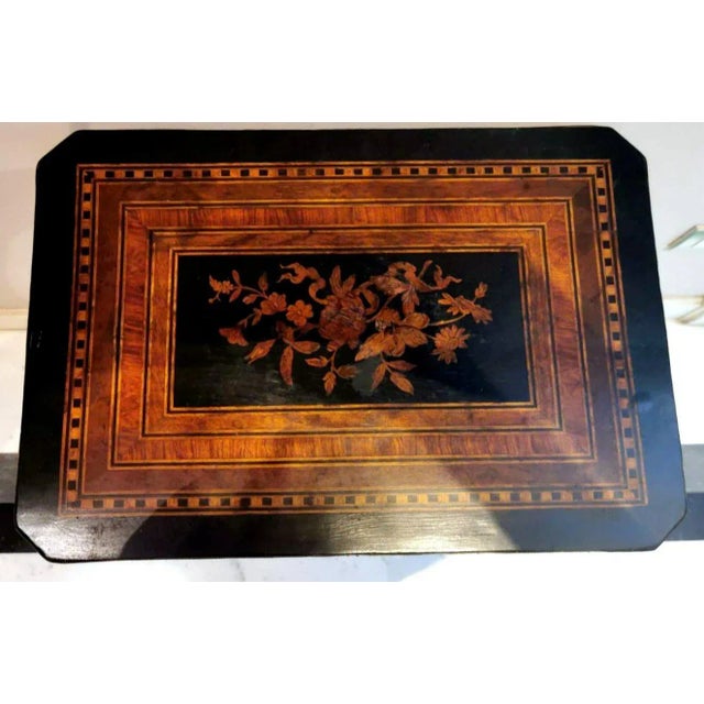 Brown Mid 19th Century Napoleon III Style French Dressing Table With Mirror and Faux Drawer For Sale - Image 8 of 12