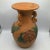 Large Hand Thrown 3 Handle Terra-Cotta Vase Floral Decorated For Sale - Image 4 of 13