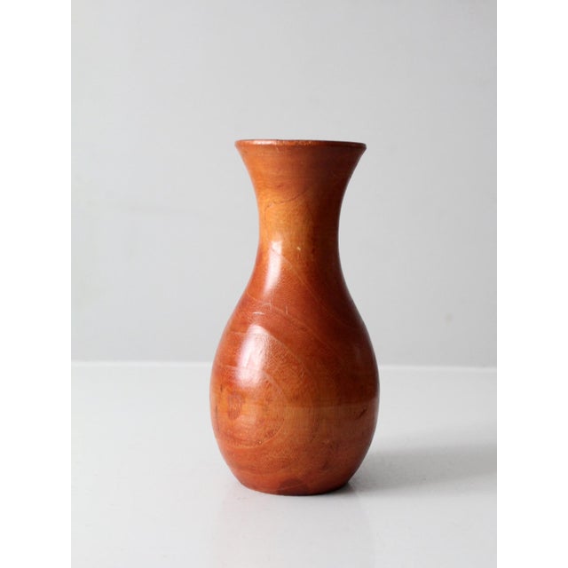 Brown Vintage Turned Wood Vase For Sale - Image 8 of 9