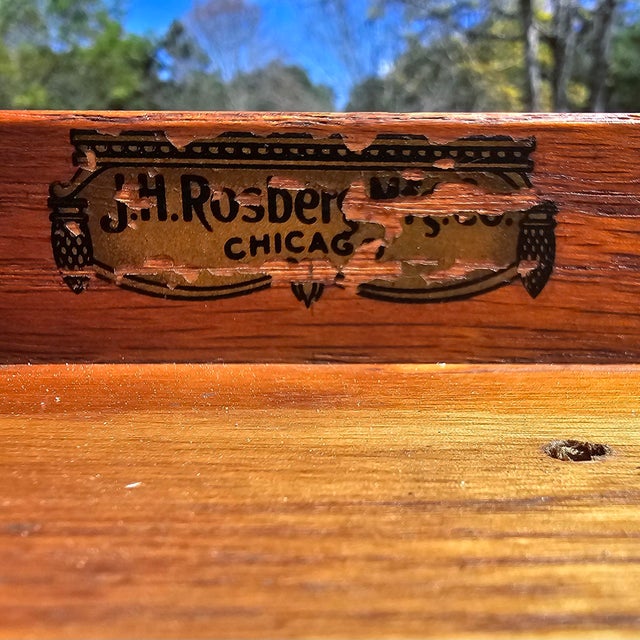 J. H. Rosberg Mfg. Co. Watchmakers Bench, 15 Drawers, Apron Slide, Early 1900s For Sale - Image 4 of 12