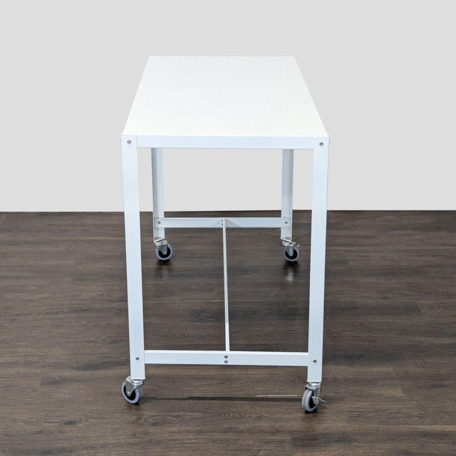 2010s Cb2 Go Kart White Modern Rolling Desk With Metal Frame For Sale - Image 5 of 7