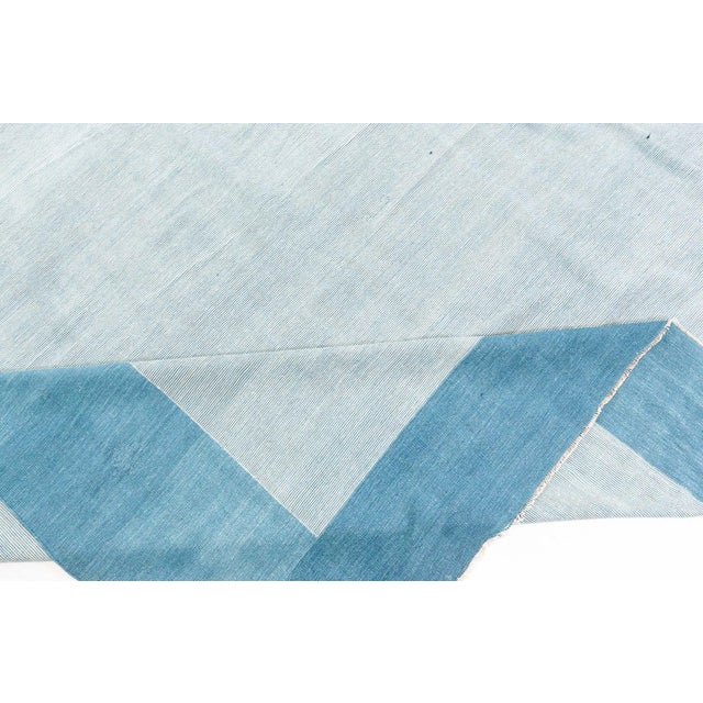 Textile Doris Leslie Blau Large Vintage Indian Dhurrie Blue Rug For Sale - Image 7 of 9