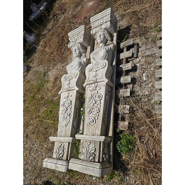 1950s Large Caryatid Sculptures, Late 20th Century, Marble, Set of 2 For Sale - Image 5 of 14