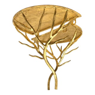 Pair of Lillian August Gold Branch Wall Shelves For Sale