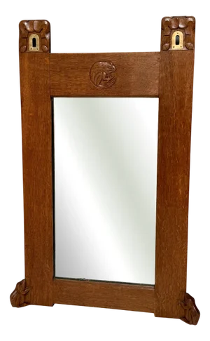 Arts & Crafts Wall Mirror with Hand-Carved Frogs from Kobus De Graaff, 1900s