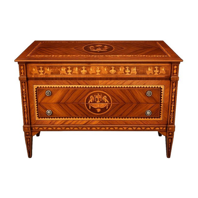 Louis XVI Style Chest of Drawers in Veneered and Inlaid Wood For Sale - Image 3 of 7