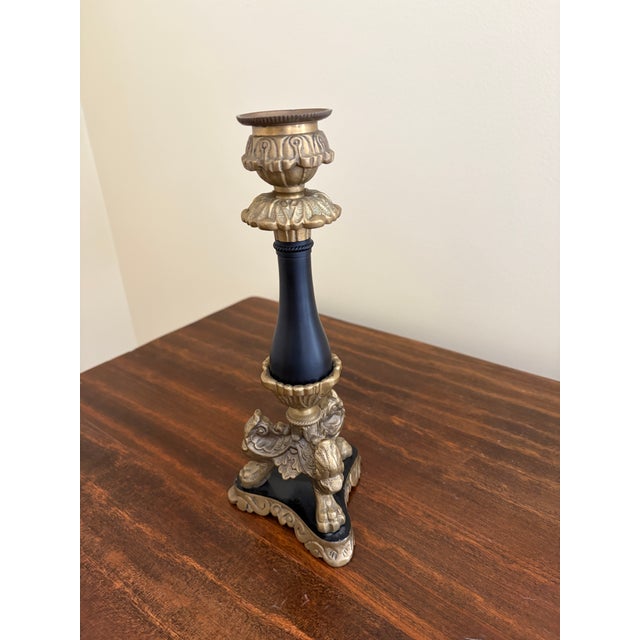 English Neoclassical Grand Tour Lion-Paw Taper Candlestick For Sale - Image 3 of 9