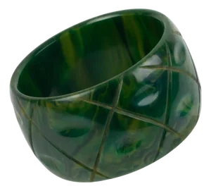 Bakelite Bracelet Bangle BlueMoon with Carving