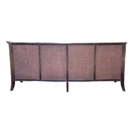 Modern Barbara Barry for Baker / McGuire Rattan, Oak & Raffia Sideboard Buffet For Sale