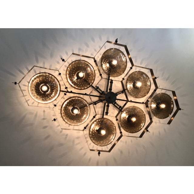 21st Century Beehive Satin Black Nickel Smoky Bubbles Murano Flush Mount by Fabio LTD For Sale - Image 9 of 9
