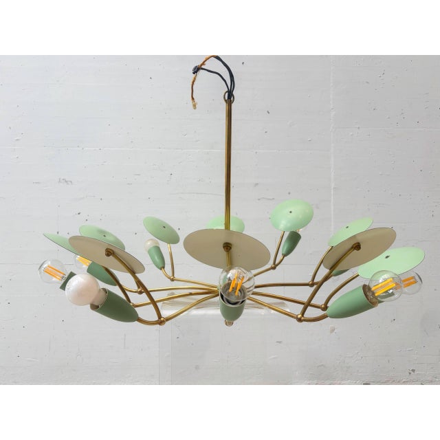 Mid-Century Italian Chandelier in Brass, 1950s For Sale - Image 9 of 11
