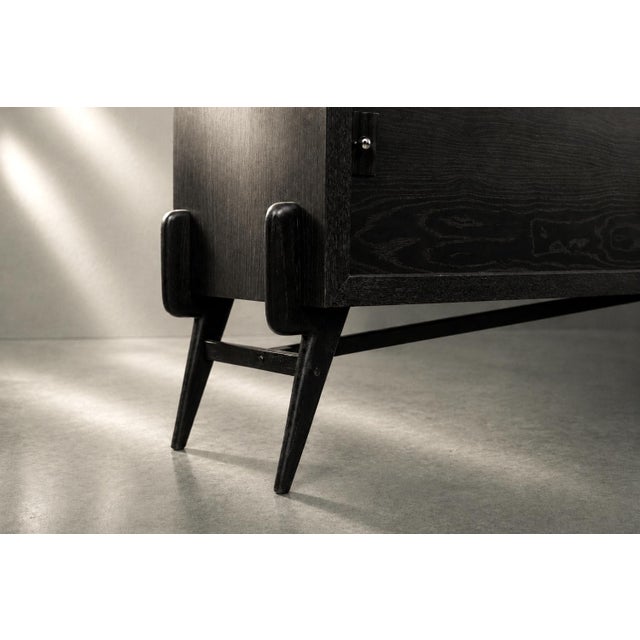 Mid-Century Modern Scandinavian Dark Oak Sideboard with Wooden and Metal Handles, 1960s For Sale - Image 10 of 18