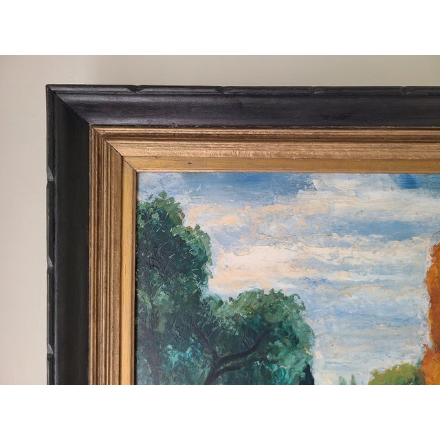 Vintage 1950s Oil Painting Rambouillet France Landscape For Sale - Image 11 of 16