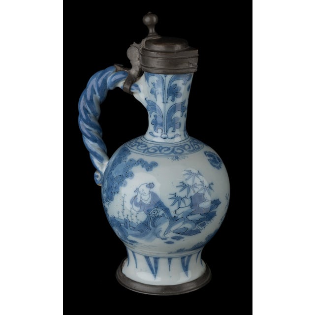 Delft Blue and White Chinoiserie Wine Jug, 1680-1690 For Sale - Image 6 of 10