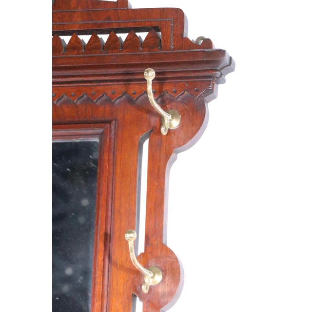 Victorian Eastlake Aesthetic Movement Wall Mirror Hat Rack C. 1880's For Sale - Image 13 of 15