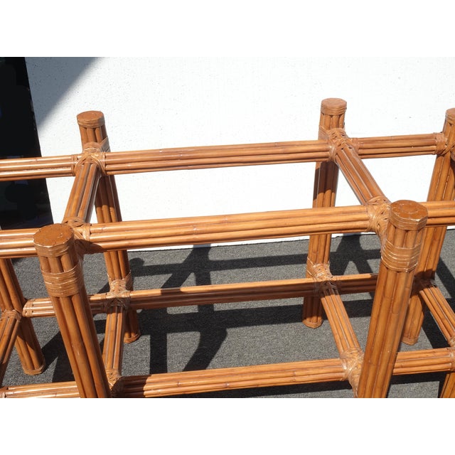 Vintage Mid Century Modern McGuire Bamboo Dining Room Table W Glass Top For Sale In Los Angeles - Image 6 of 12