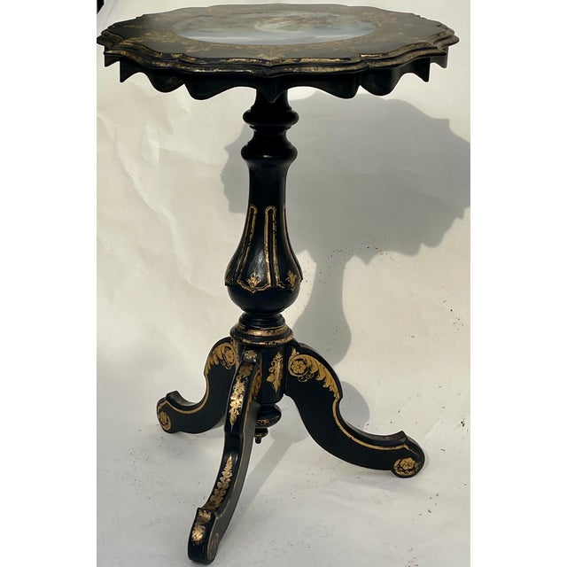 Wood English Hand Painted Tilt-Top Table With Dogs For Sale - Image 7 of 12