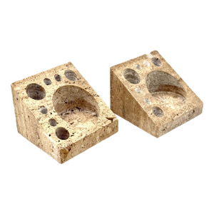 Enzo Mari, Set of 2 Travertine Desk Organizers, Danese Italy 1970s