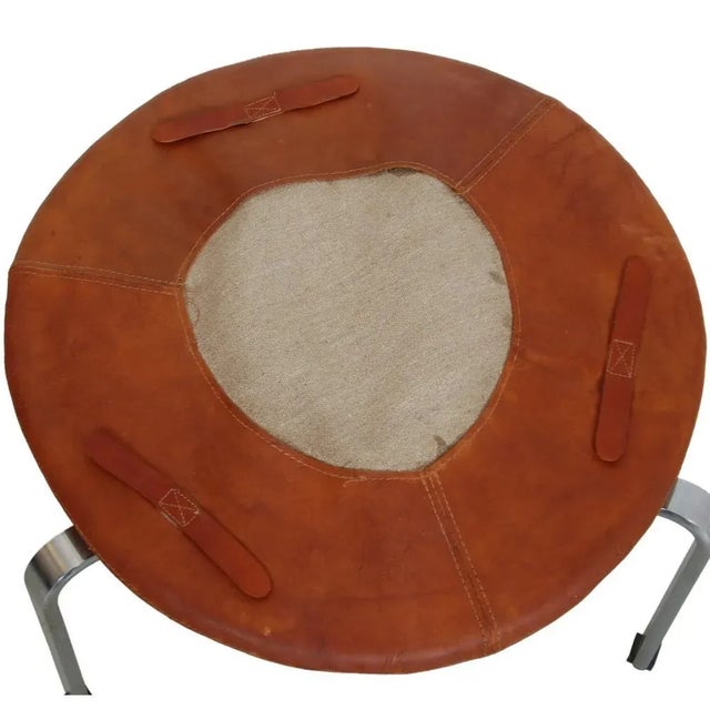 1970s PK-33 Footstool in Cognac Leather by Poul Kjærholm for E. Kold Christensen, 1970s For Sale - Image 5 of 8