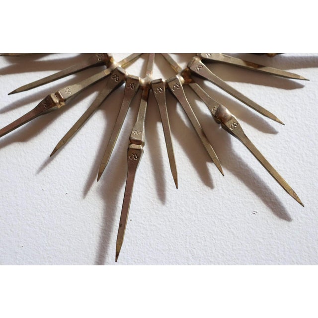 Vintage Brutalist Mixed Metal Horseshoe Nail Starburst Wall Sculpture Ornament For Sale - Image 12 of 14