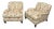 Pair of Lee Industries Floral Upholstered Lounge Chairs With Brass Casters For Sale