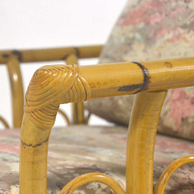 Wood Rattan Framed Lounge Chairs For Sale - Image 7 of 9