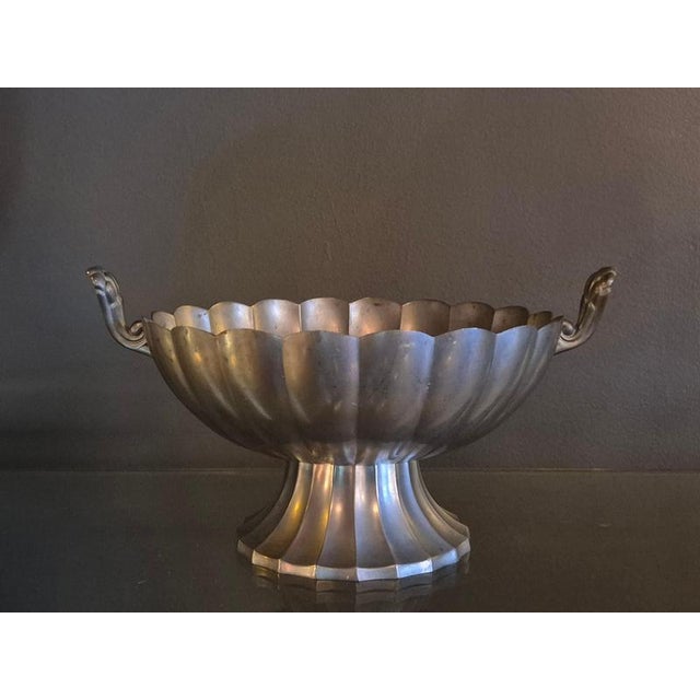 Swedish Grace Pewter Bowl with Lion Paw Handles by J.L Hultman, 1928. For Sale - Image 3 of 14