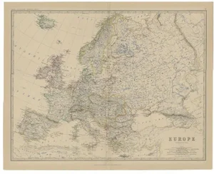 Antique Map of the European Continent, 1882