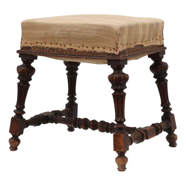 19th Century Louis XV Baroque Oak Stool, France For Sale