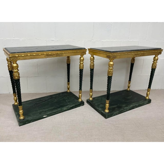 Traditional Swedish Neoclassical Style, Giltwood, Marble, Console Tables, Sweden, 20th C. For Sale - Image 3 of 13