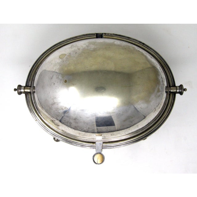 Mid 19th Century Antique English Silverplate Domed Lidded Server With Lion Paw Feet For Sale - Image 5 of 13