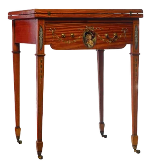 19th C. English Painted Satinwood Handkerchief Table