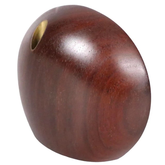 Mid Century Wood and Brass Pen Holder Poss. Danish or Japanese Made C 1950's For Sale - Image 4 of 12