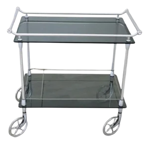 Chromed Metal and Glass Drinks Trolley, 1980s